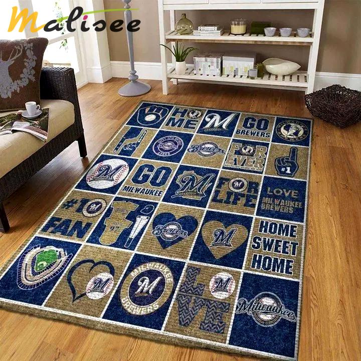 Milwaukee brewers area rug mlb team logo carpet living room rugs decor v8380 Rectangle Rug
