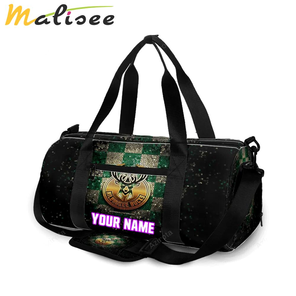 Milwaukee bucks emblem v16 personalized name travel bag gym bag 2054 Travel Bag