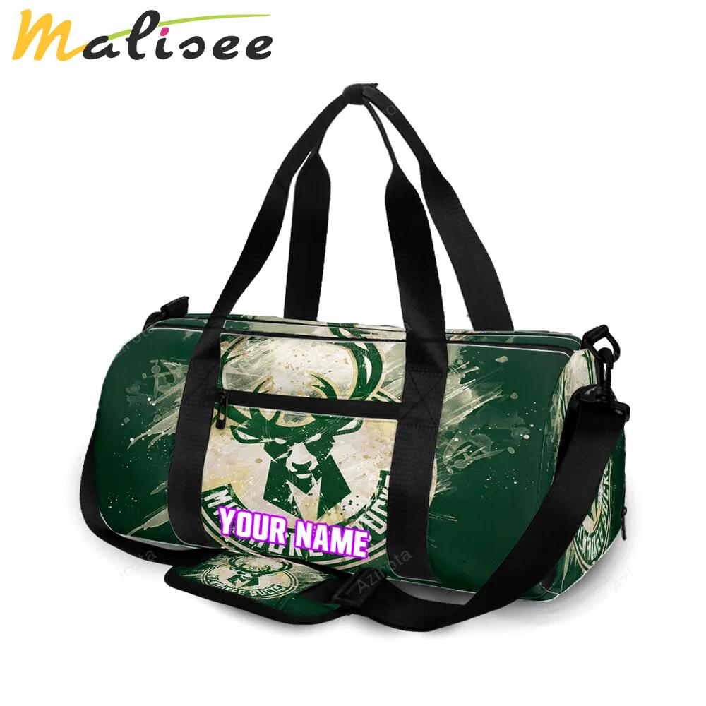 Milwaukee bucks emblem v20 personalized name travel bag gym bag 1002 Travel Bag