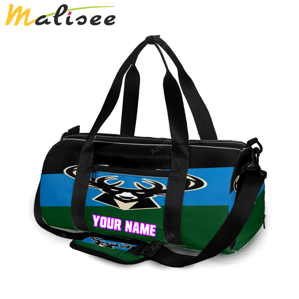Milwaukee bucks emblem v3 personalized name travel bag gym bag 380 Travel Bag