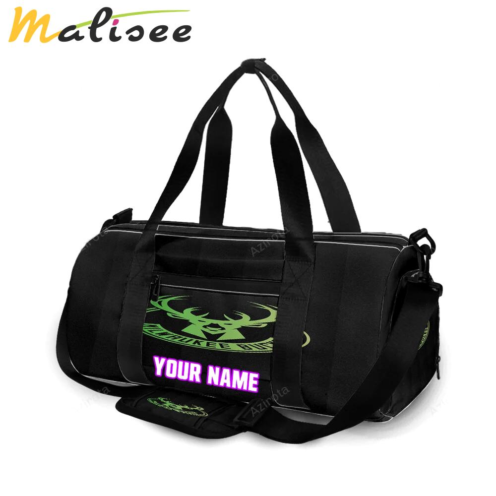 Milwaukee bucks emblem v50 personalized name travel bag gym bag 673 Travel Bag