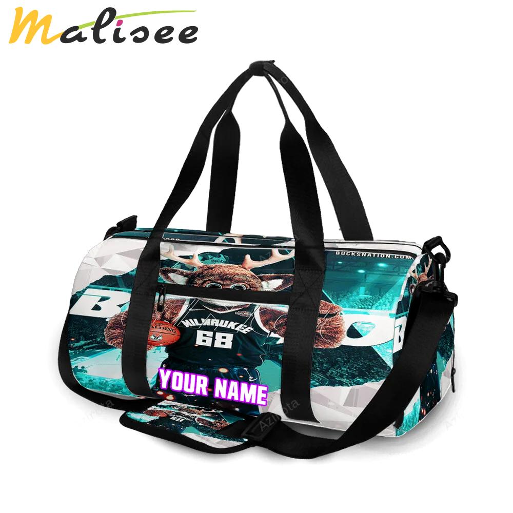 Milwaukee bucks mascot v46 personalized name travel bag gym bag 96 Travel Bag