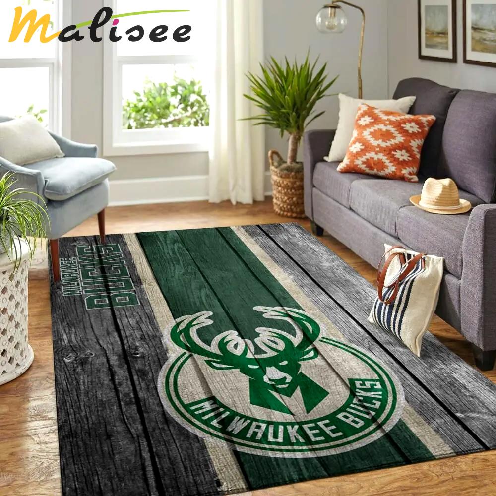 Milwaukee bucks nba wooden style living room carpet rug regtangle carpet Rectangle Rug