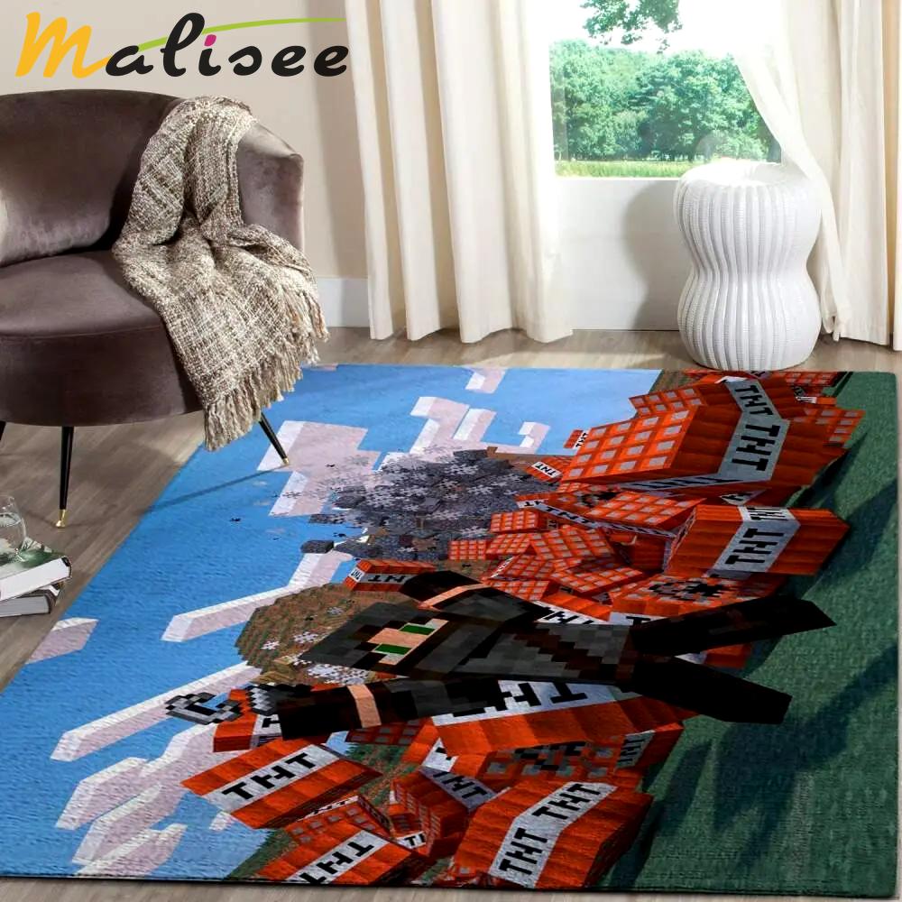 Minecraft area rug video game carpet gamer living room rugs rug regtangle carpet floor decor home decor v210 Rectangle Rug