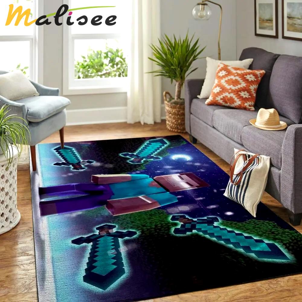 Minecraft area rug video game carpet gamer living room rugs rug regtangle carpet floor decor home decor v226 Rectangle Rug