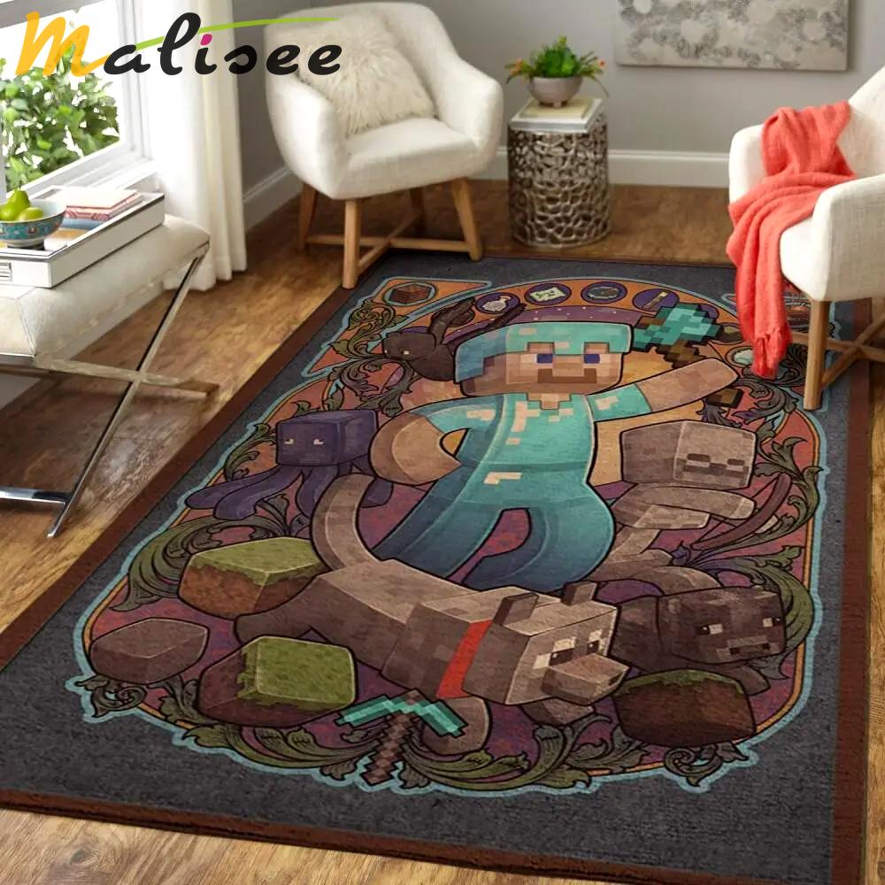 Minecraft area rug video game carpet gamer living room rugs rug regtangle carpet floor decor home decor v251 Rectangle Rug