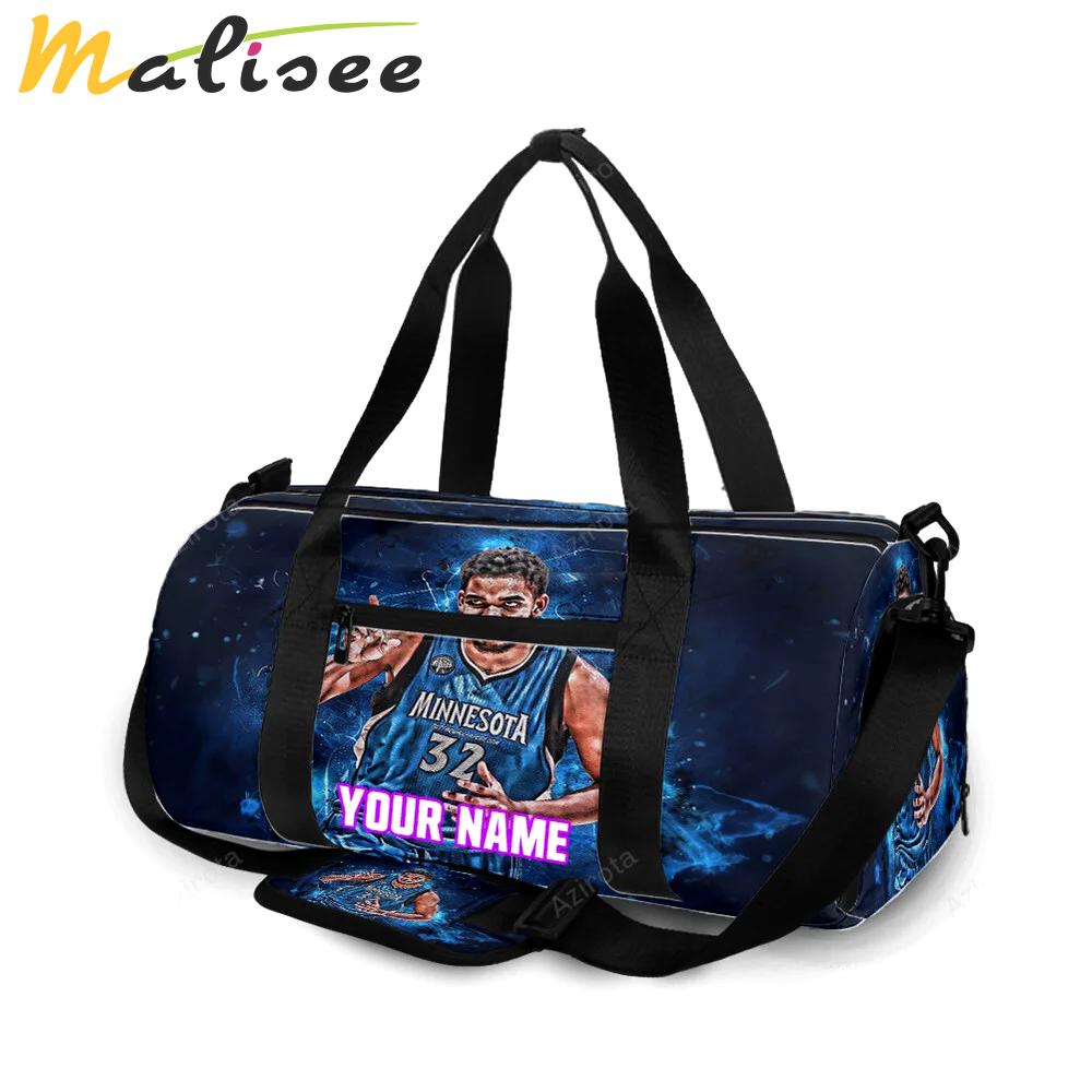 Minnesota timberwolves 32 karl anthony towns v30 personalized name travel bag gym bag 1032 Travel Bag