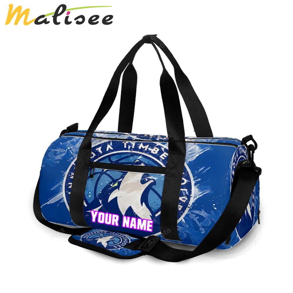Minnesota timberwolves emblem v12 personalized name travel bag gym bag 225 Travel Bag