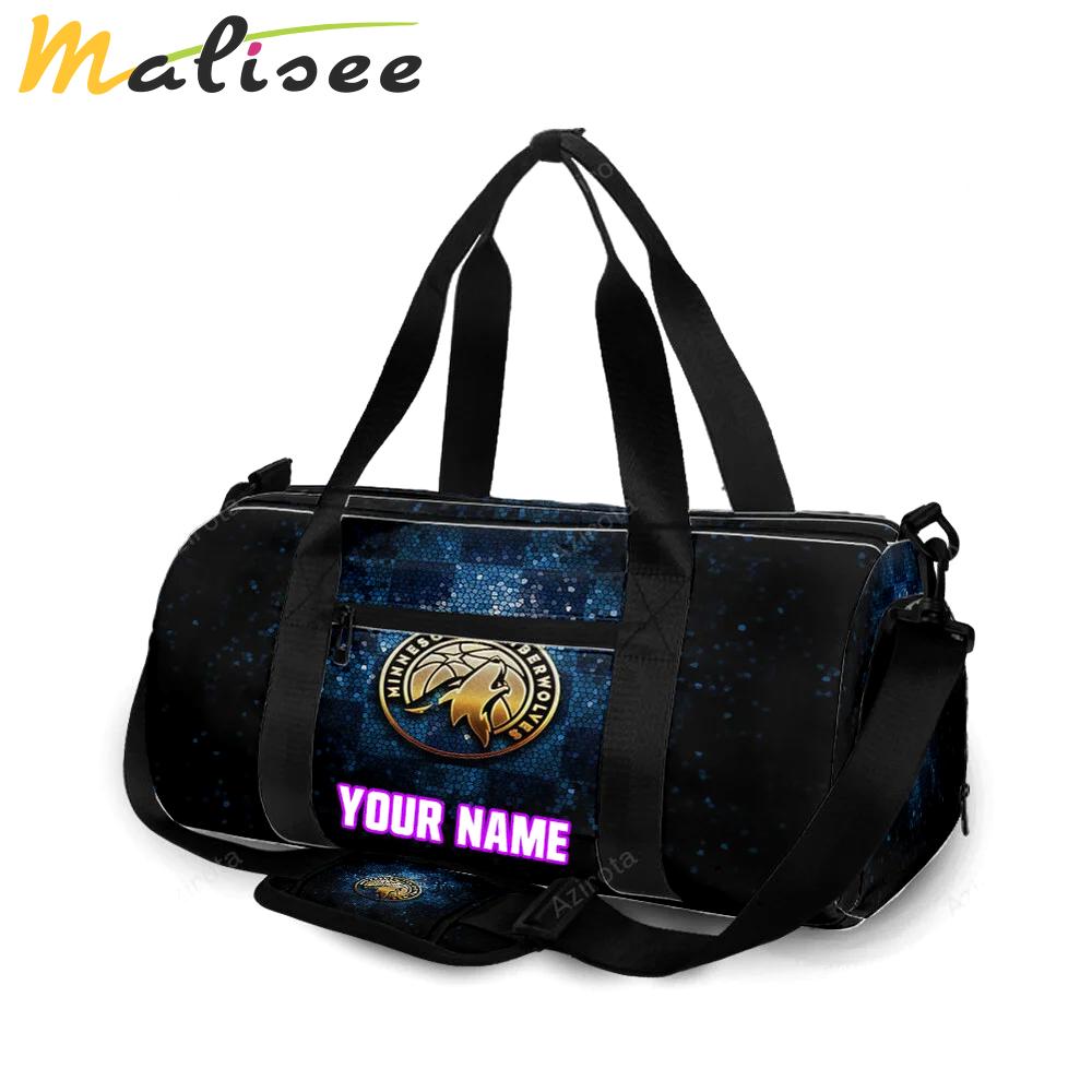 Minnesota timberwolves emblem v26 personalized name travel bag gym bag 218 Travel Bag