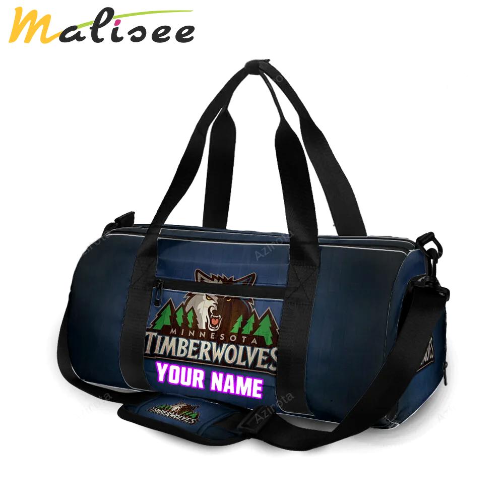 Minnesota timberwolves emblem v6 personalized name travel bag gym bag 1793 Travel Bag