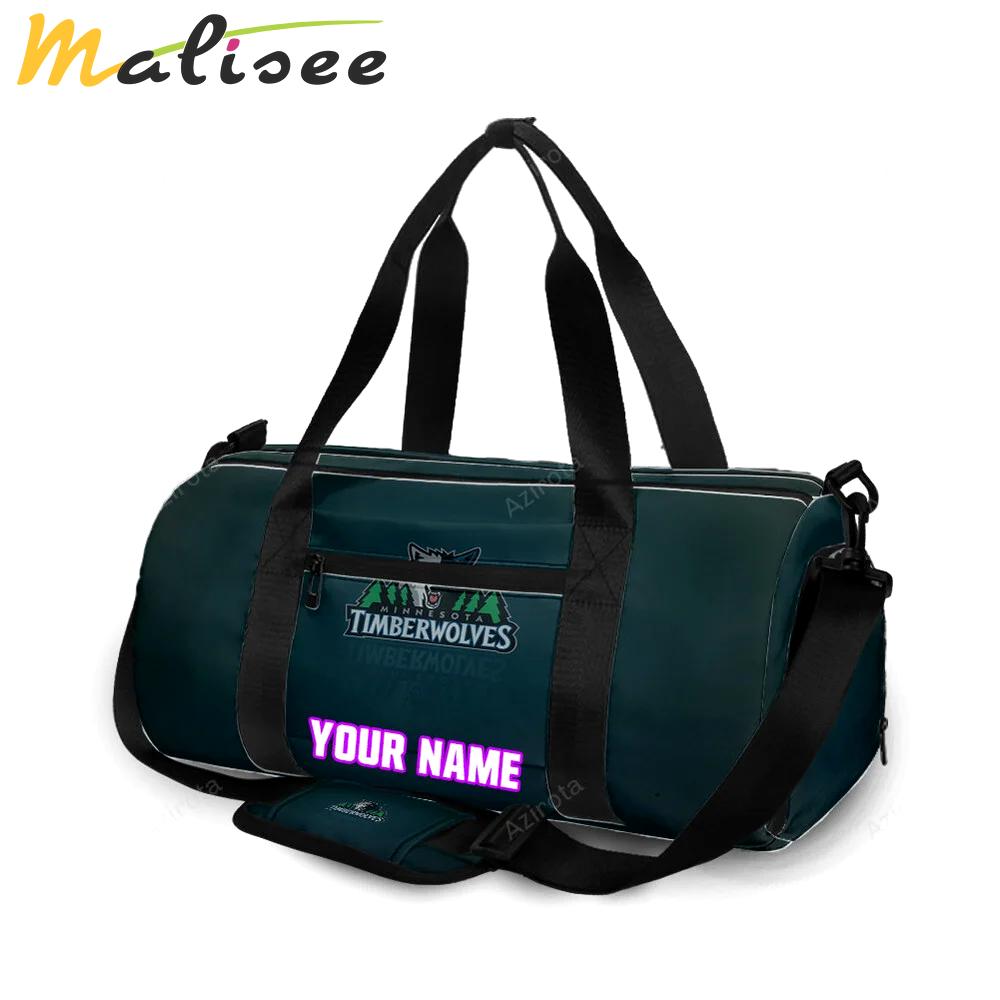 Minnesota timberwolves emblem v7 personalized name travel bag gym bag 464 Travel Bag