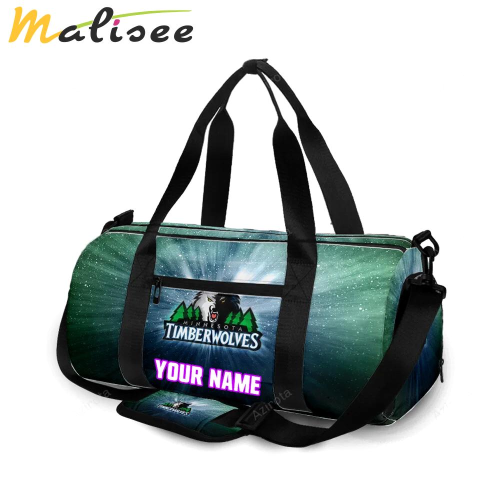 Minnesota timberwolves emblem v9 personalized name travel bag gym bag 82 Travel Bag