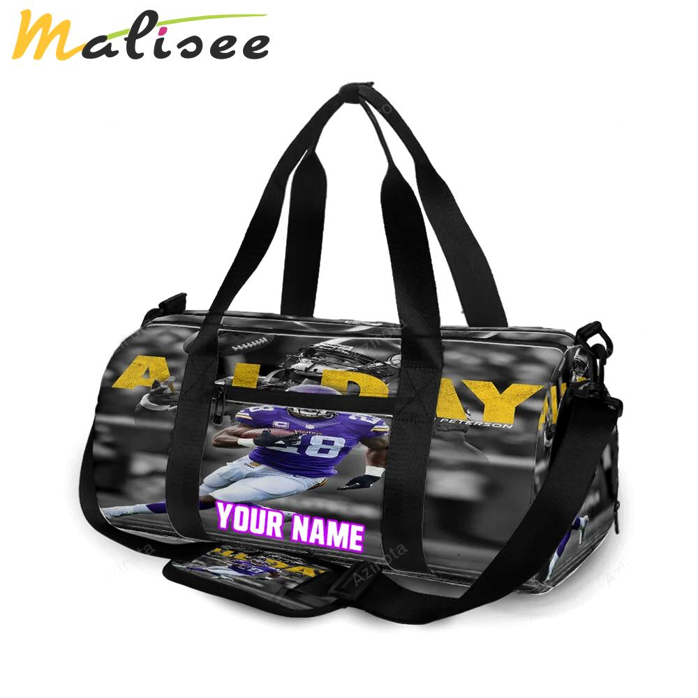 Minnesota vikings adrian peterson 28 all day personalized name travel bag gym bag 705 Travel Bag