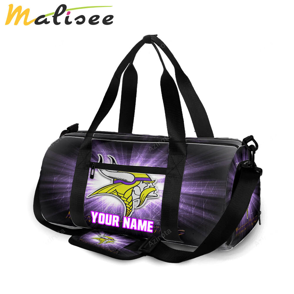 Minnesota vikings emblem scratch texture personalized name travel bag gym bag 1134 Travel Bag