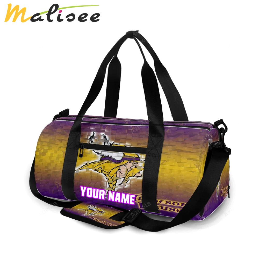 Minnesota vikings emblem shape personalized name travel bag gym bag 1009 Travel Bag