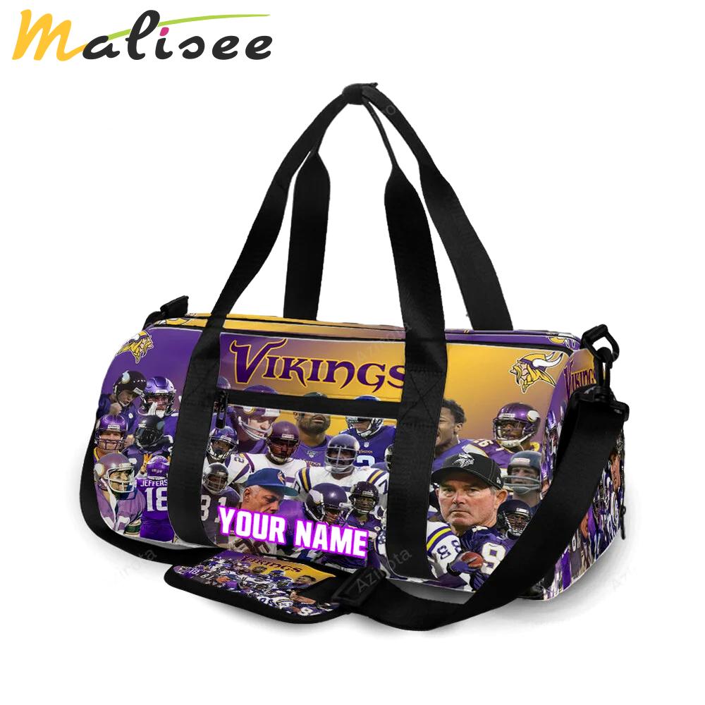 Minnesota vikings team v5 personalized name travel bag gym bag 1712 Travel Bag