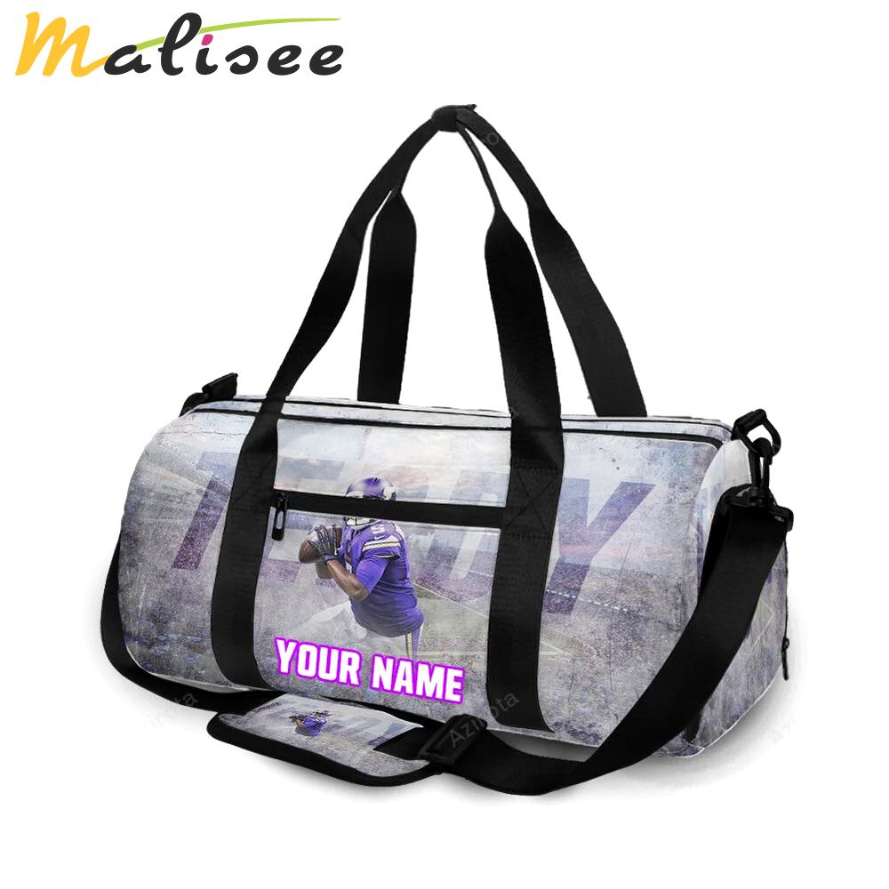 Minnesota vikings teddy personalized name travel bag gym bag 791 Travel Bag