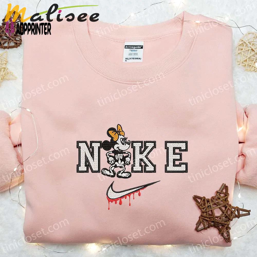 Minnie mouse skeleton x nike embroidered hoodie and shirt: best halloween gift ideas Embroidered Shirt