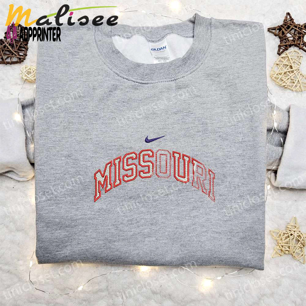 Missouri x nike swoosh & nation flag embroidered shirts – custom nike apparel Embroidered Shirt