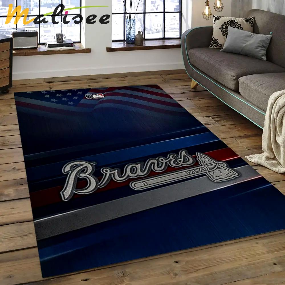 Mlb atlanta braves baseball team logo rectangle area ab07 Rectangle Rug