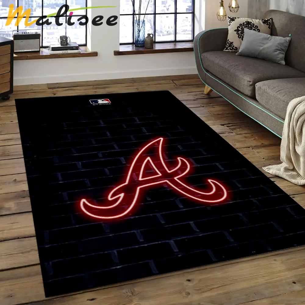 Mlb atlanta braves baseball team logo rectangle area ab28 Rectangle Rug
