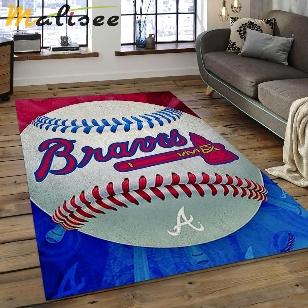 Mlb atlanta braves baseball team logo rectangle area ab34 Rectangle Rug