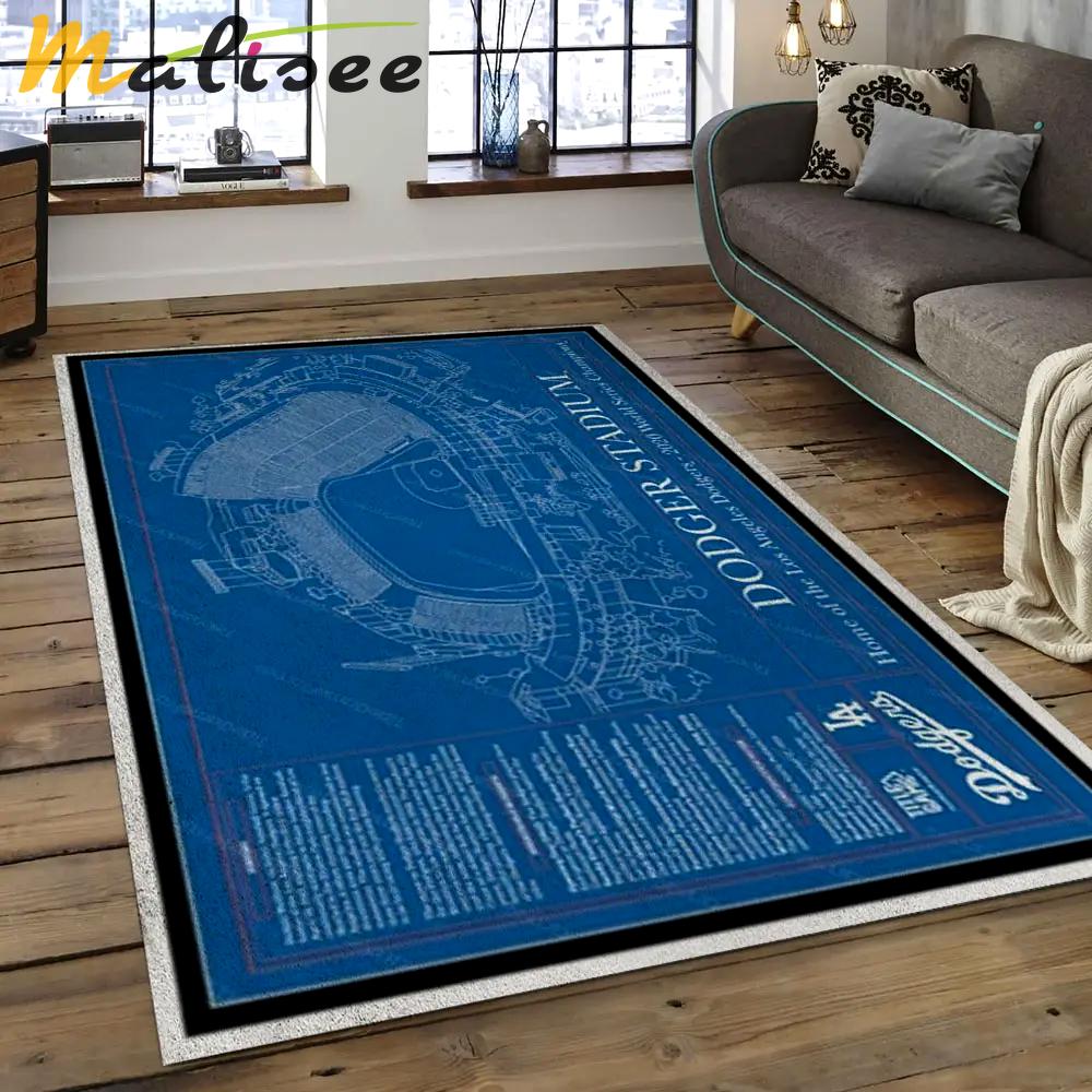 Mlb los angeles dodgers baseball team logo rectangle area lad31 Rectangle Rug