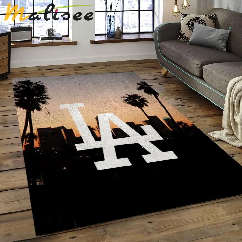 Mlb los angeles dodgers baseball team logo rectangle area lad43 Rectangle Rug