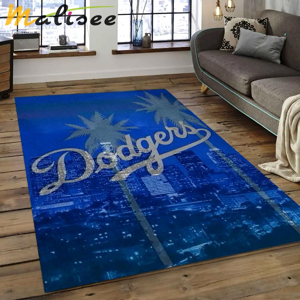 Mlb los angeles dodgers baseball team logo rectangle area lad50 Rectangle Rug