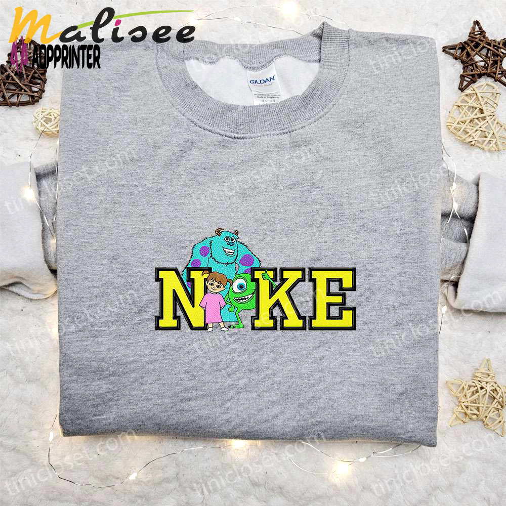 Monsters corp x nike cartoon embroidered sweatshirt – monsters inc & nike inspired shirt Embroidered Shirt