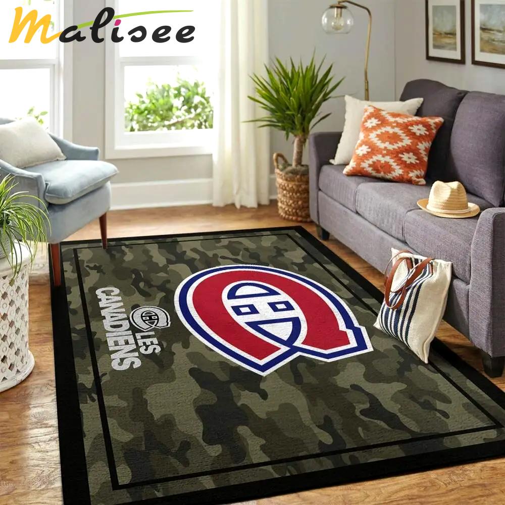 Montr©al canadiens nhl area rugs camo style living room carpet team logo home rug regtangle carpet floor decor home decor Rectangle Rug