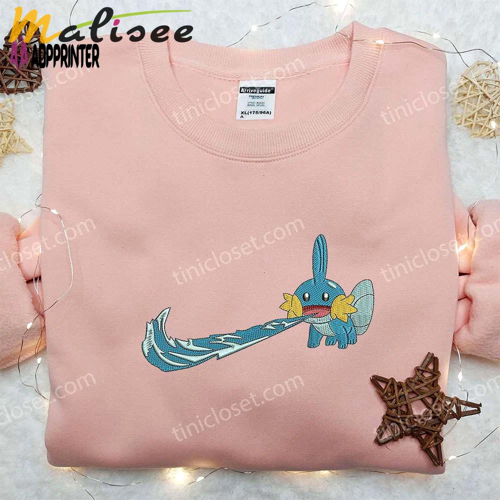 Mudkip x nike embroidered shirt: pokemon & nike inspired design Embroidered Shirt