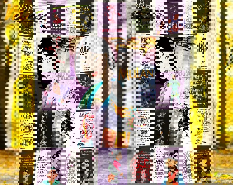 Mulang fleece blanket, mulang and mushu blanket, mulang princess throw blanket for couch sofa, blanket quote, christmas gift Quilt Blanket