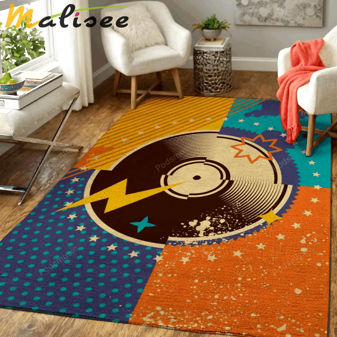 Music is life vinyl illuarts art for fans area rug living room carpet rug regtangle carpet floor decor home decor Rectangle Rug