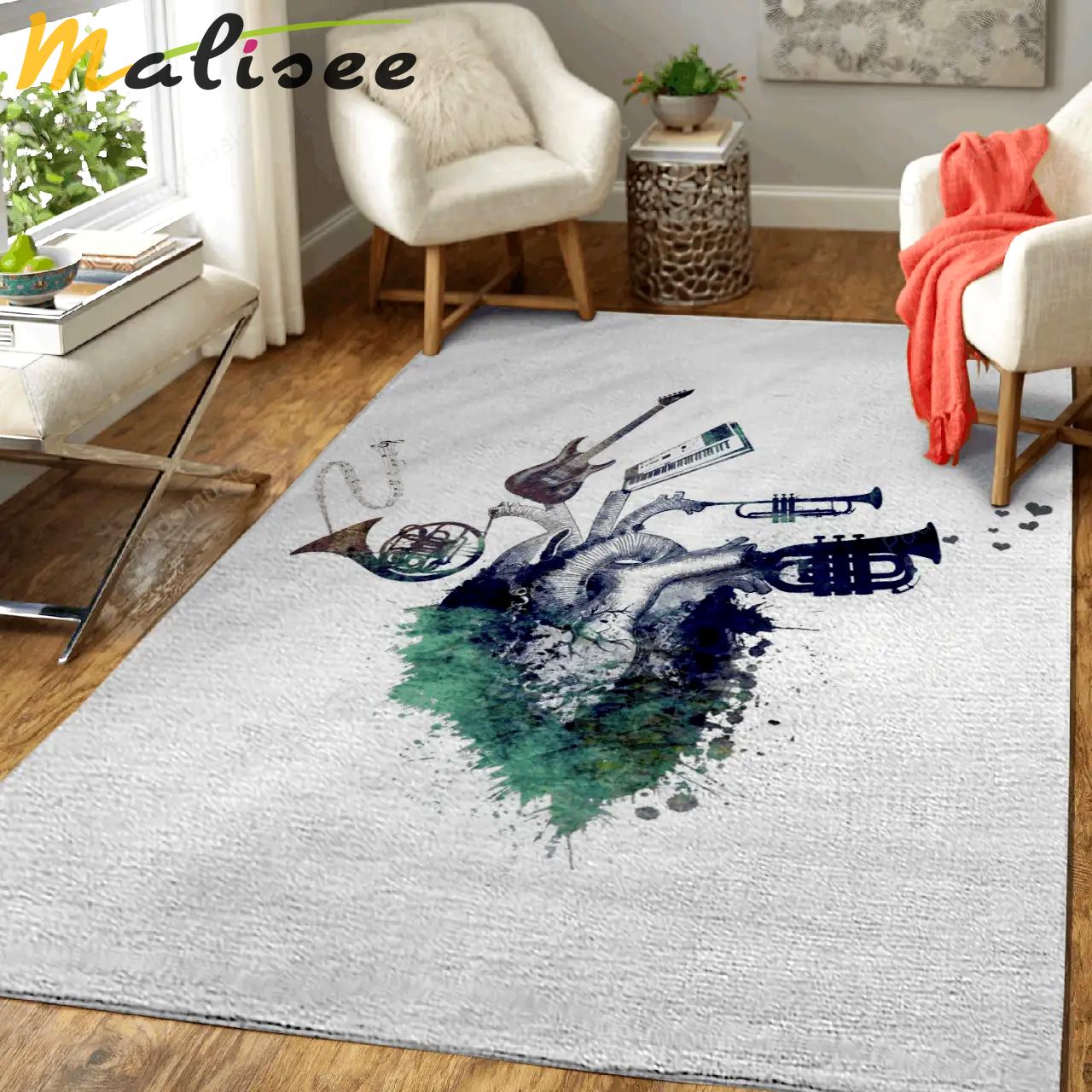 Music my love green music art for fans area rug living room carpet rug regtangle carpet floor decor home decor Rectangle Rug