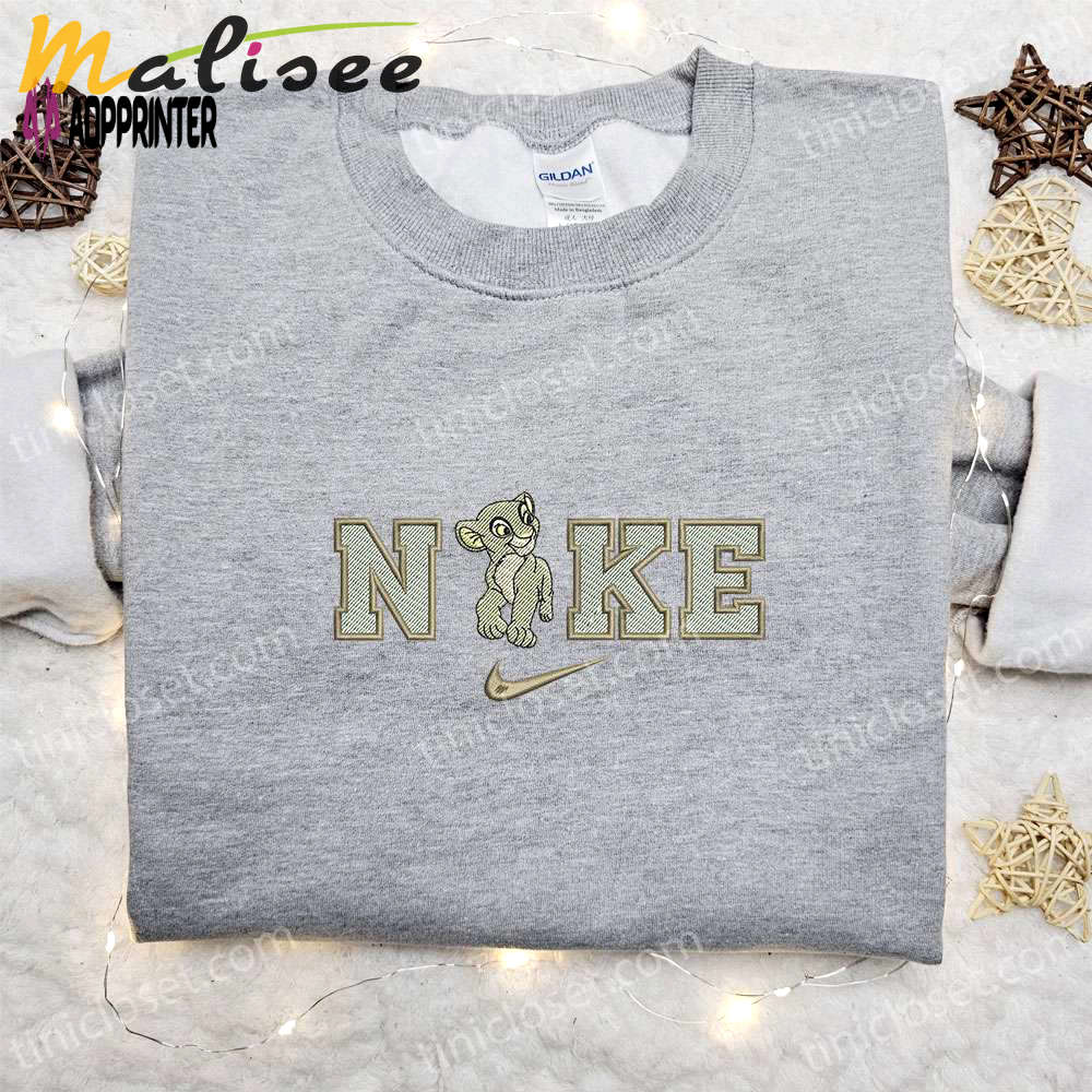 Nala x nike cartoon embroidered tshirt – disney characters & nike inspired shirt Embroidered Shirt