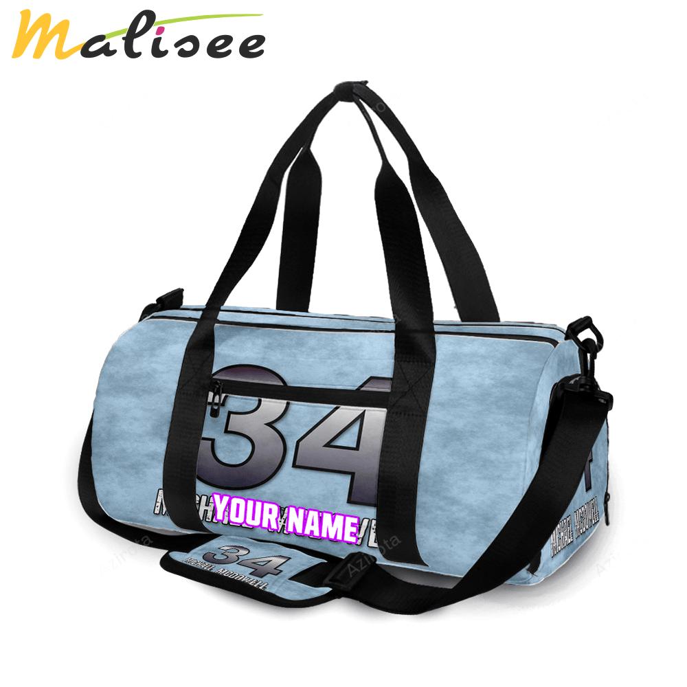 Nascar front row motor sports mc dowell 34 silver personalized name travel bag gym bag 188 Travel Bag