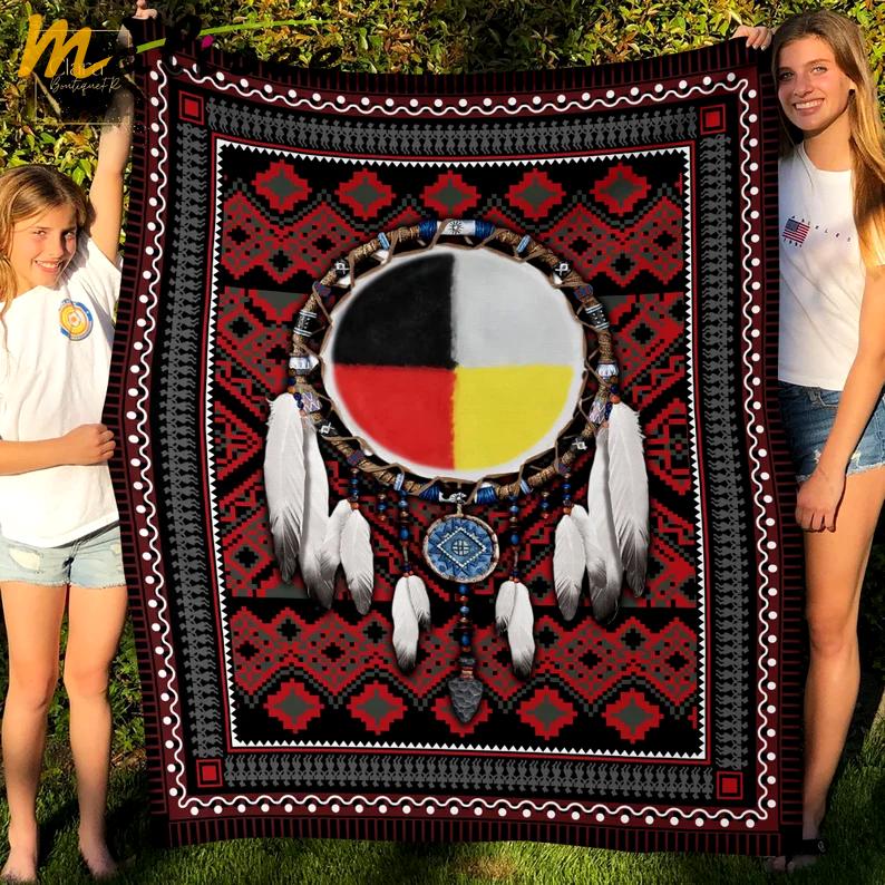 Native american indian dreamcatcher tribe fleece blanket, mink sherpa blanket, dream catcher blanket, native american quilt, brocade blanket Quilt Blanket