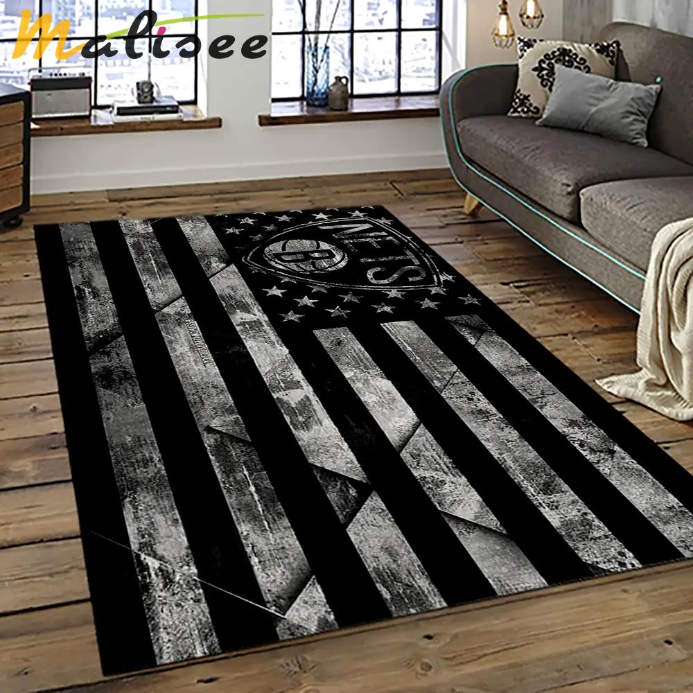 Nba brooklyn nets basketball team logo sport carpet rectangle area rug for living room brn17 Rectangle Rug