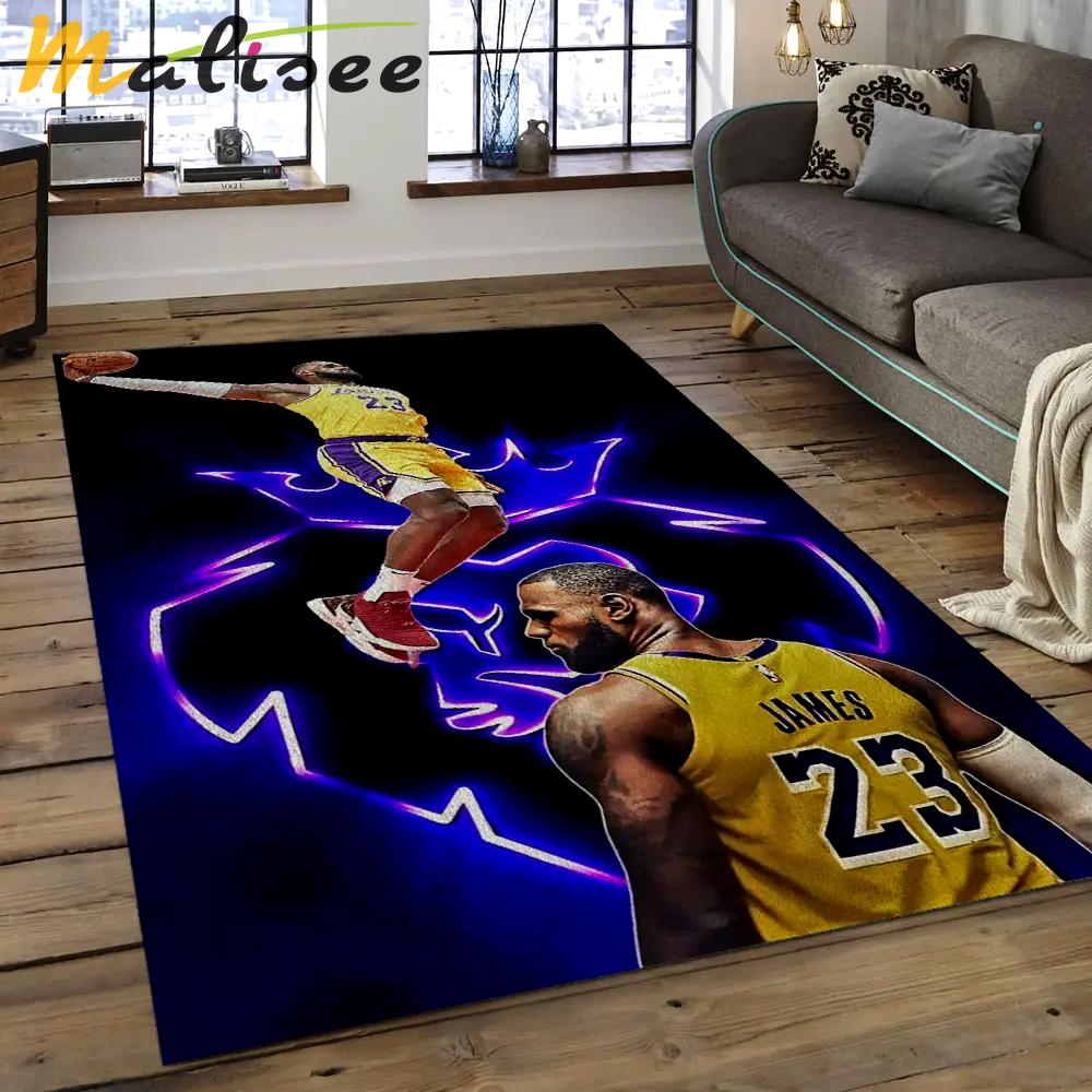 Nba los angeles lakers basketball legend team logo rectangle area lal03 Rectangle Rug