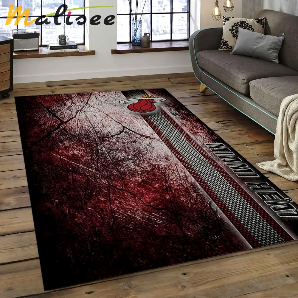 Nba miami heat basketball legend team logo rectangle area mh29 Rectangle Rug