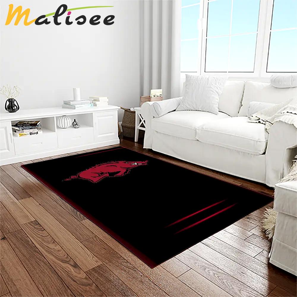 Ncaa arkansas razorbacks college sport basketball and foolball team logo rectangle area rug ar26 Rectangle Rug