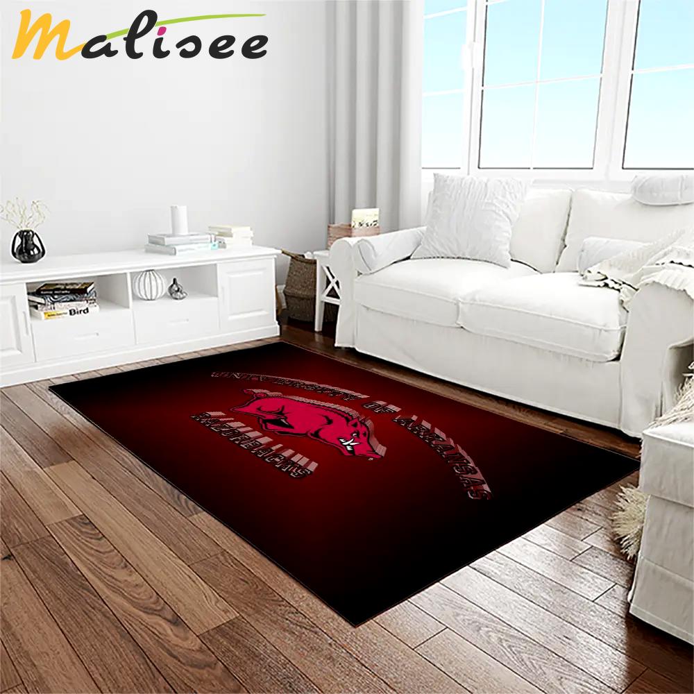 Ncaa arkansas razorbacks college sport basketball and foolball team logo rectangle area rug ar31 Rectangle Rug