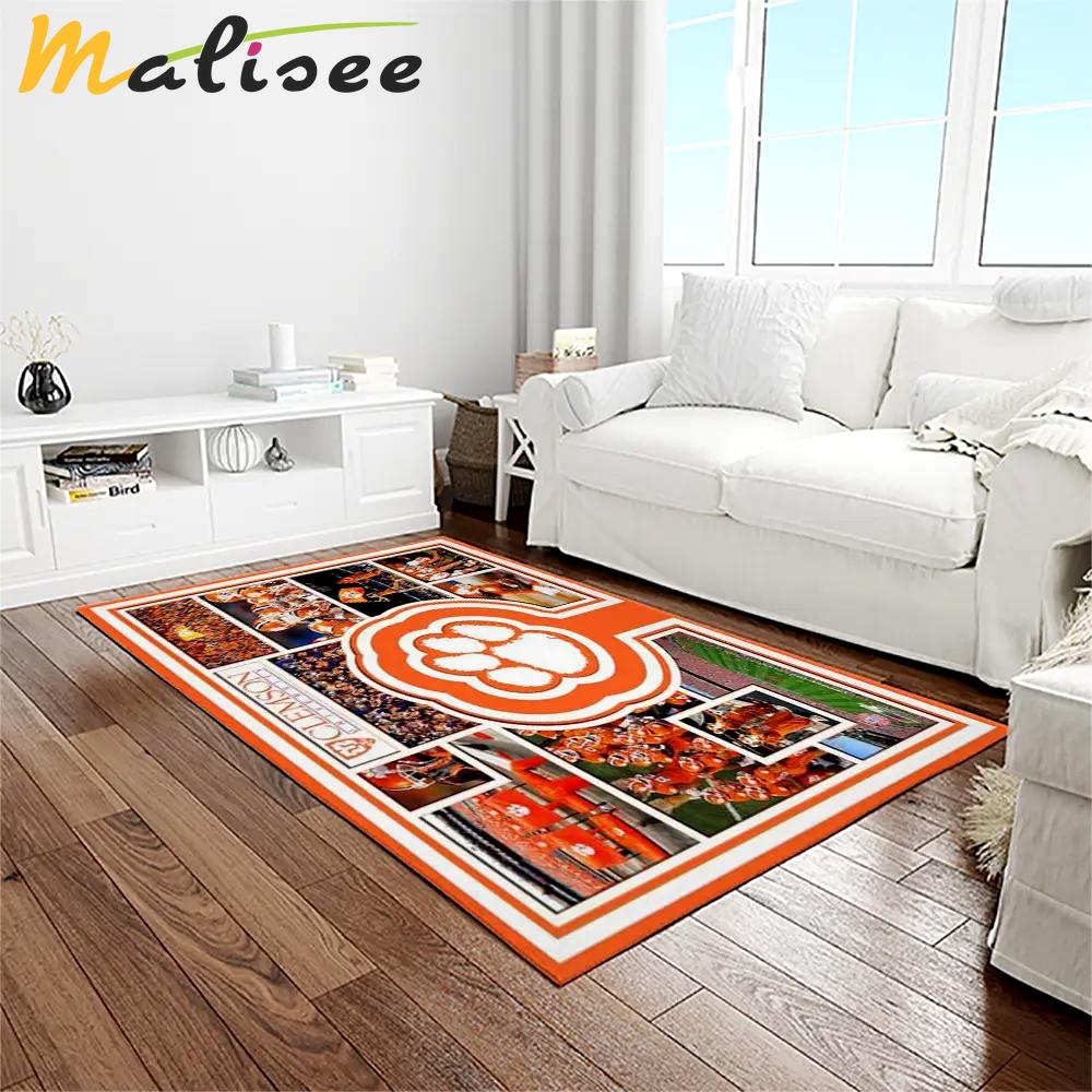 Ncaa clemson tigers college sport basketball and foolball team logo rectangle area rug ct46 Rectangle Rug