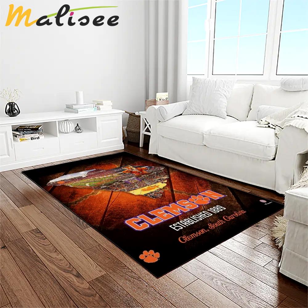Ncaa clemson tigers college sport basketball and foolball team logo rectangle area rug ct69 Rectangle Rug