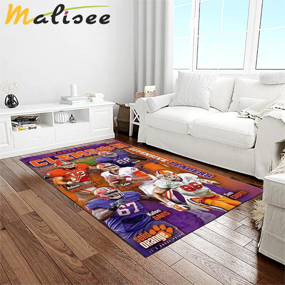 Ncaa clemson tigers college sport basketball and foolball team logo rectangle area rug ct81 Rectangle Rug