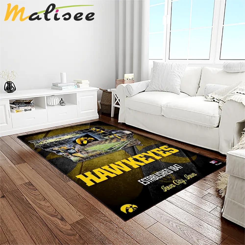 Ncaa iowa hawkeyes college sport basketball and foolball team logo rectangle area rug iwh21 Rectangle Rug