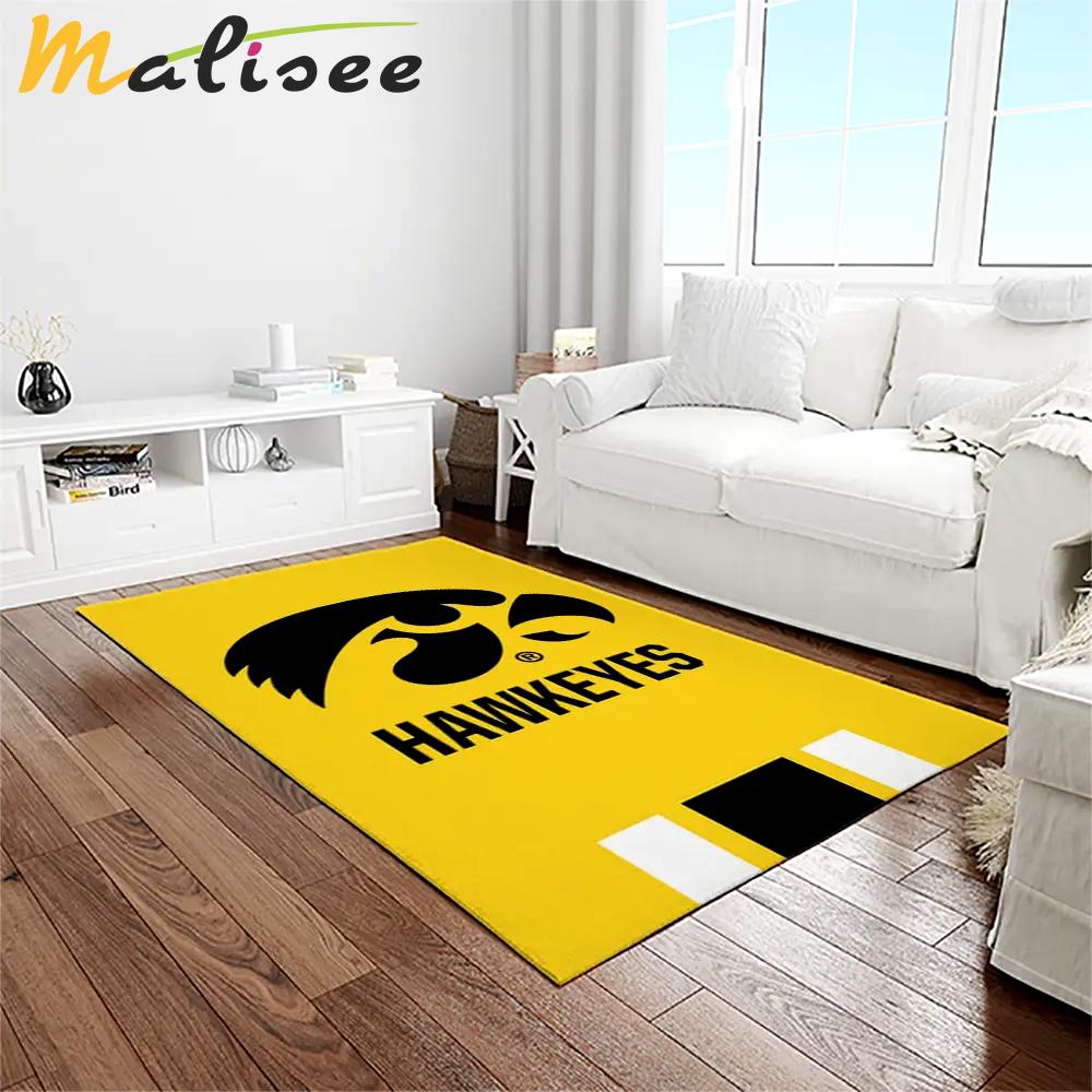 Ncaa iowa hawkeyes college sport basketball and foolball team logo rectangle area rug iwh27 Rectangle Rug