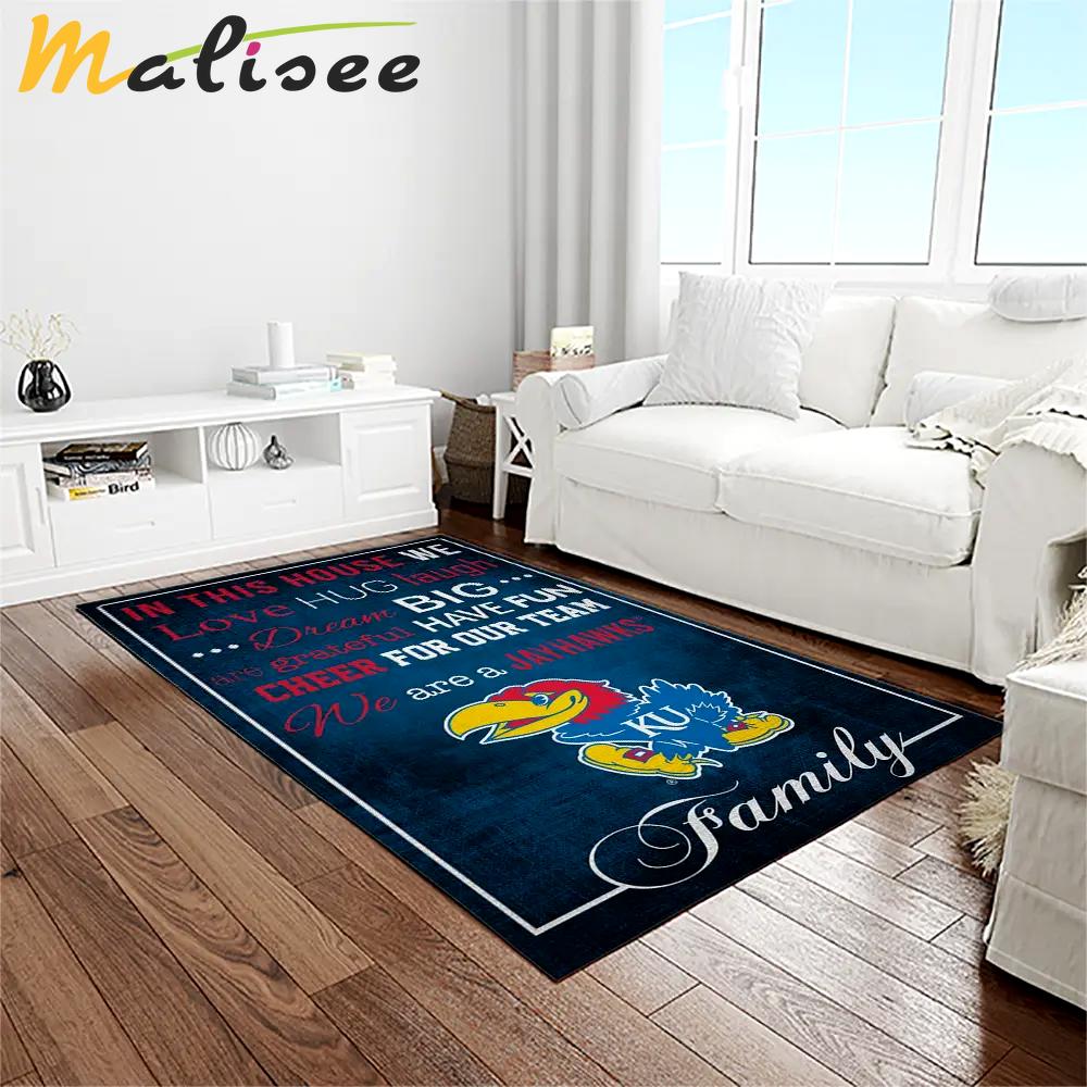 Ncaa kansas jayhawks basketball team logo rectangle area rug kj37 Rectangle Rug