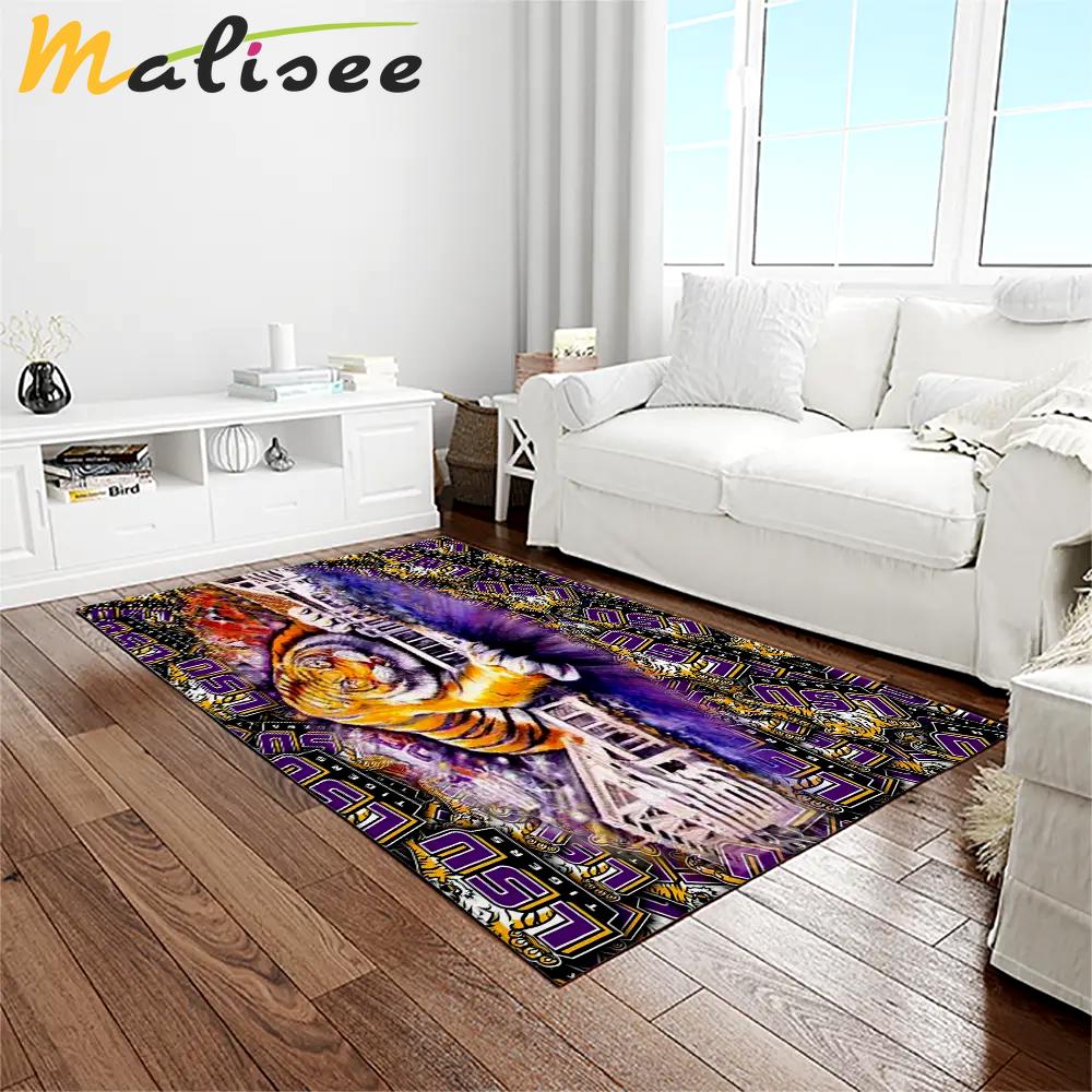 Ncaa louisiana state university college sport basketball and foolball team logo rectangle area rug lsu63 Rectangle Rug